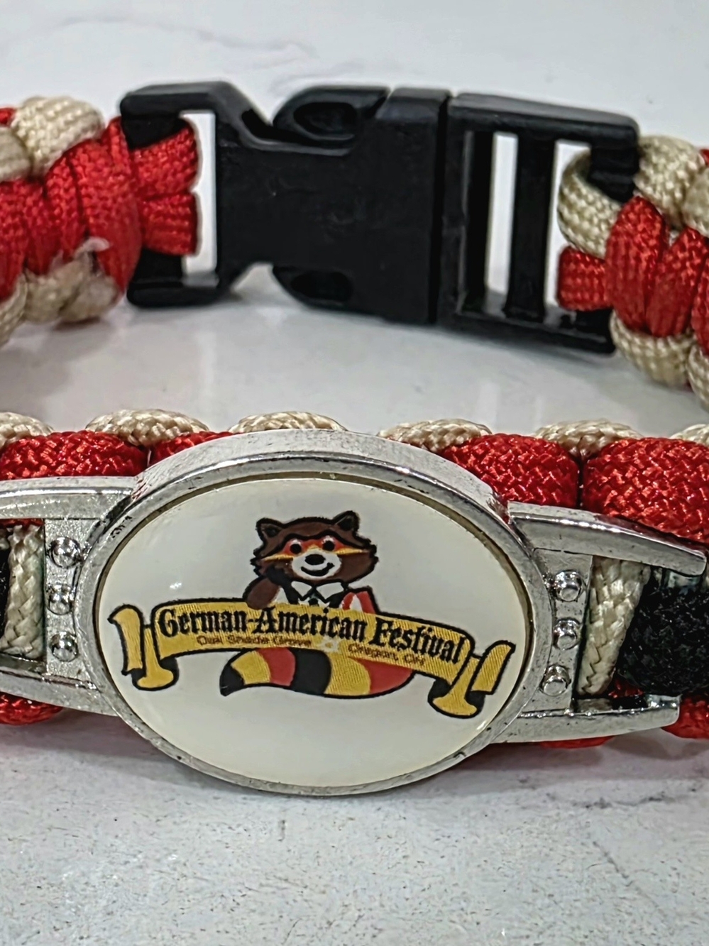 German-American Festival Red and Cream Paracord Bracelet